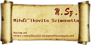 Mihálkovits Szimonetta névjegykártya